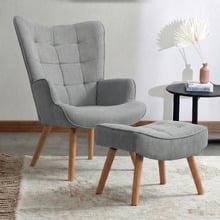 Afton Rubberwood Armchair with Ottoman